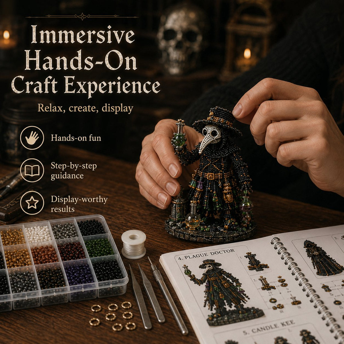 Grim Apothecary Beaded DIY Kit – 4 Dark Fantasy Display Pieces