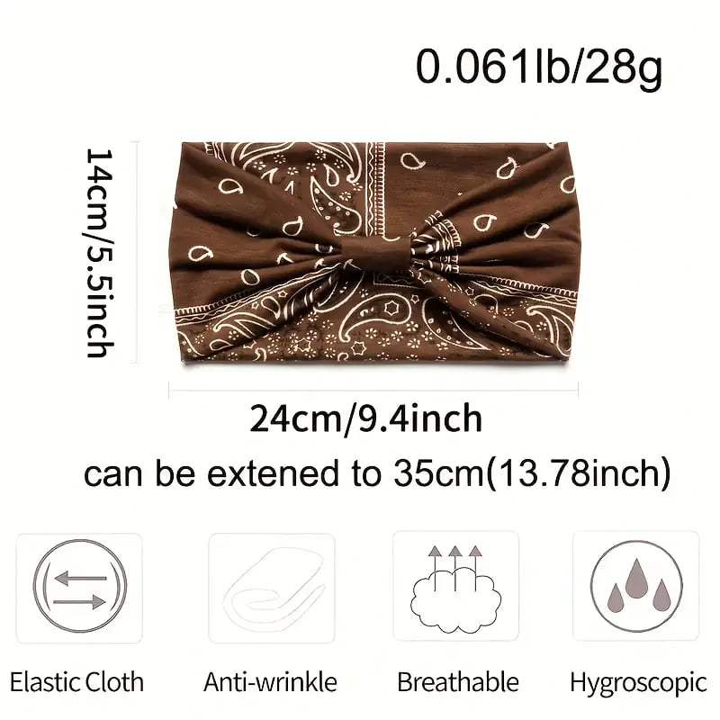 Wide headband with Boho Paisley print