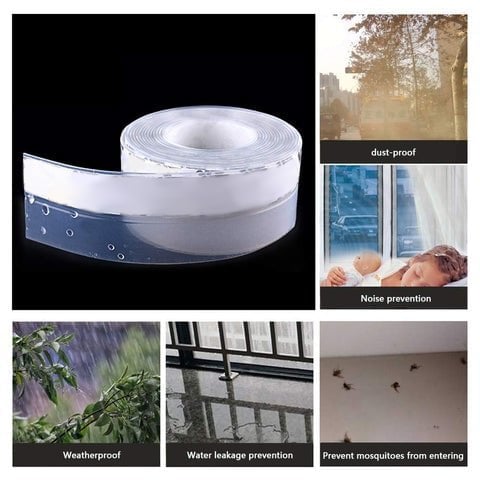 16.4Ft Door Weather Stripping, (1.38in Width) Weather Stripping Door Draft Stopper Adhesive Seal Strip Anti Draft Insulation Tape for Doors Windows and Shower Doors