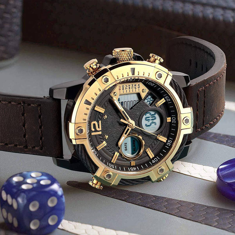 📢📢⏰Multifunctional Dual Display 3ATM Waterproof Men's Quartz Sports Watch