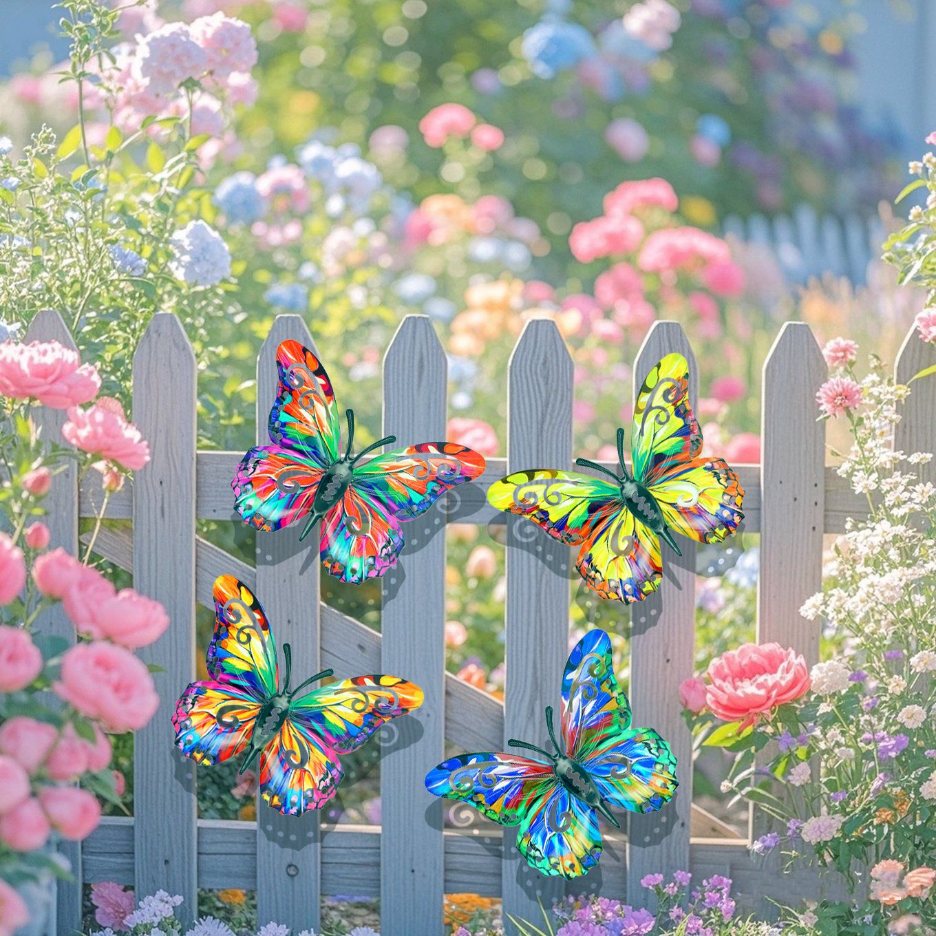 🔥4Pcs Butterfly Metal Wall Decor,Outdoor Hanging Wall Art Sculptures Decoration