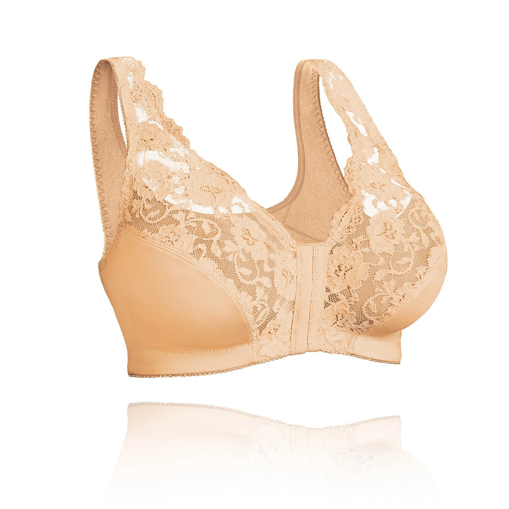 Front hooks, stretch-lace, super-lift, and posture correction