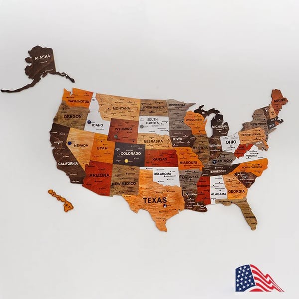 The United States Wooden Map Puzzle Full Packed