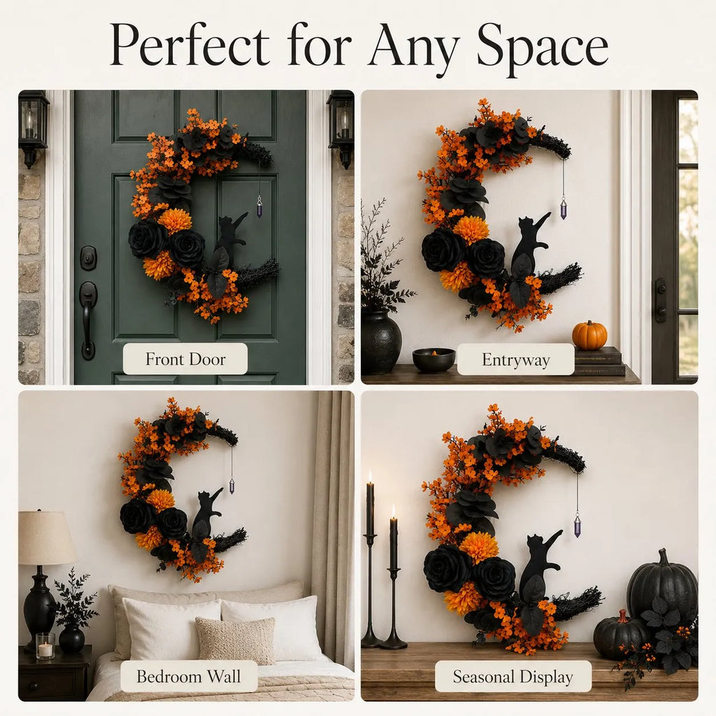 Handmade Halloween Cat Wreath