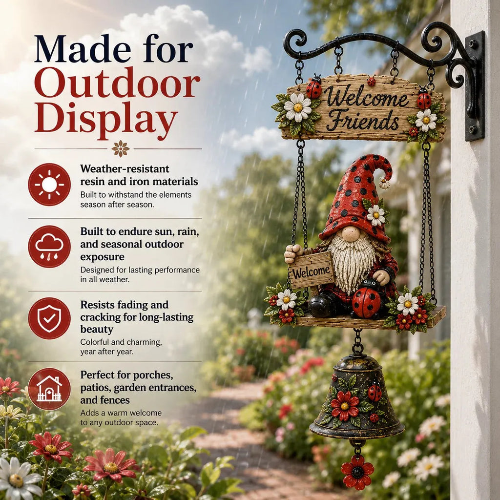 🔥Rustic Garden Gnome Bell Outdoor Decor 🐞🌼
