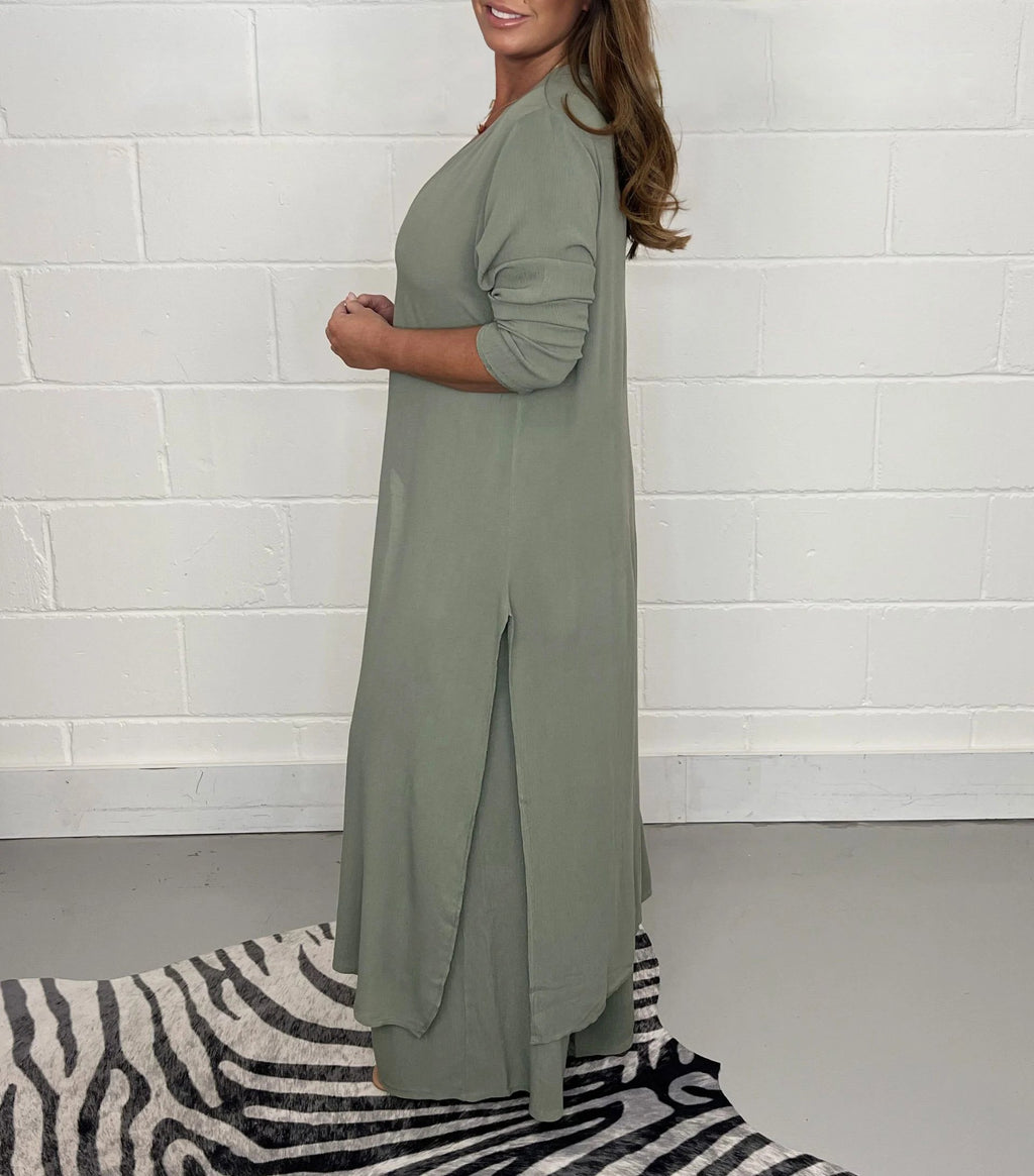 🔥Casual 2 Pieces Suit With Long Top & Matching Trouser