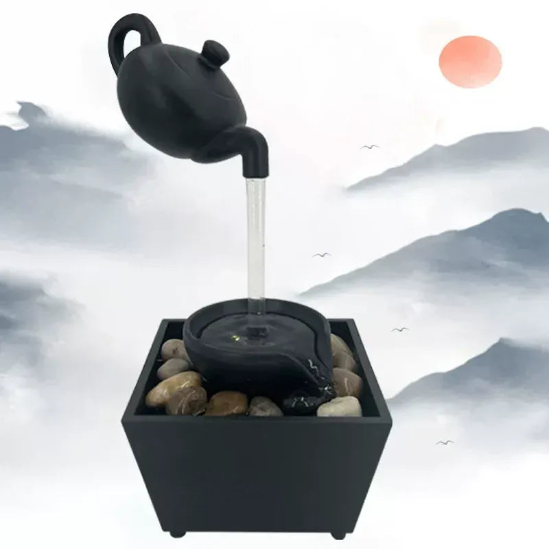 Floating Illusion Teapot Water Fountain Decor