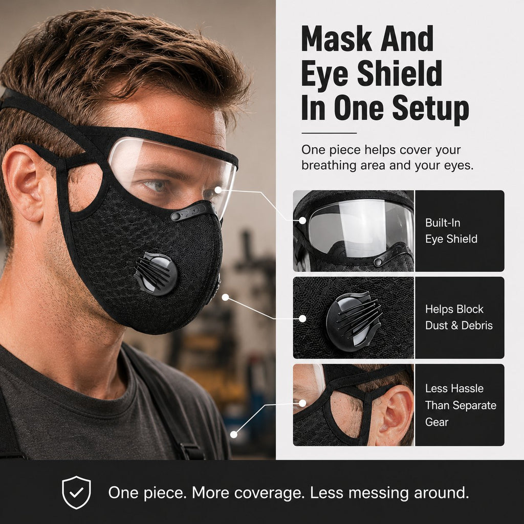 Reusable Carbon Filter Dust Mask With Eye Shield