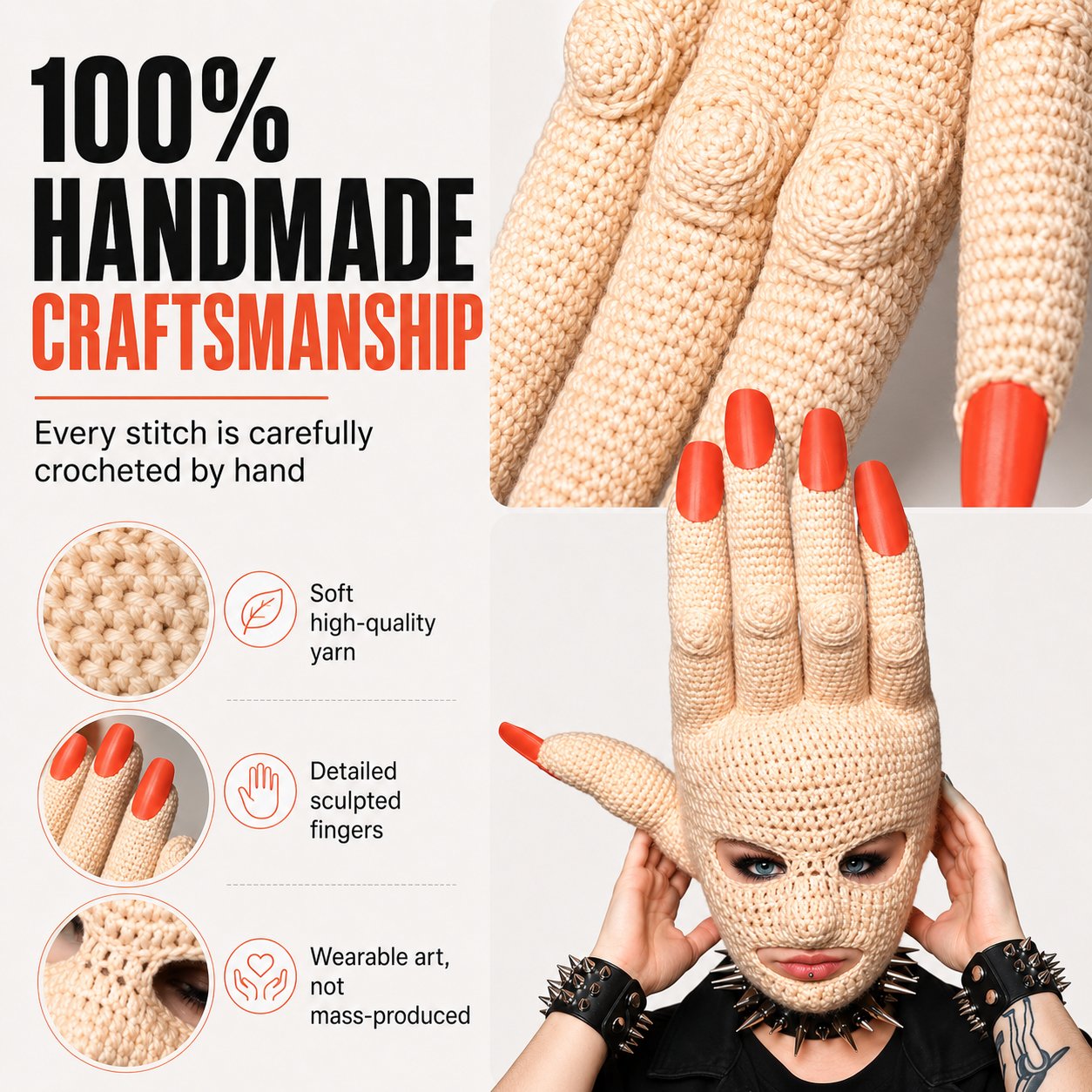 ✋ Handmade Giant Hand Crochet Balaclava