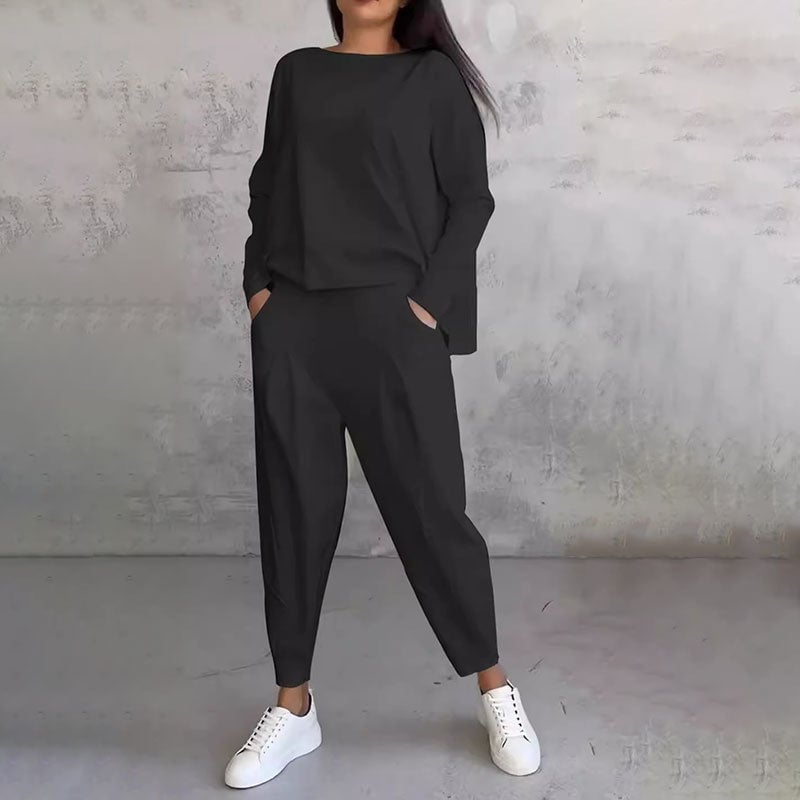 🌸Women's 2-piece set: long-sleeved round neck top + pants
