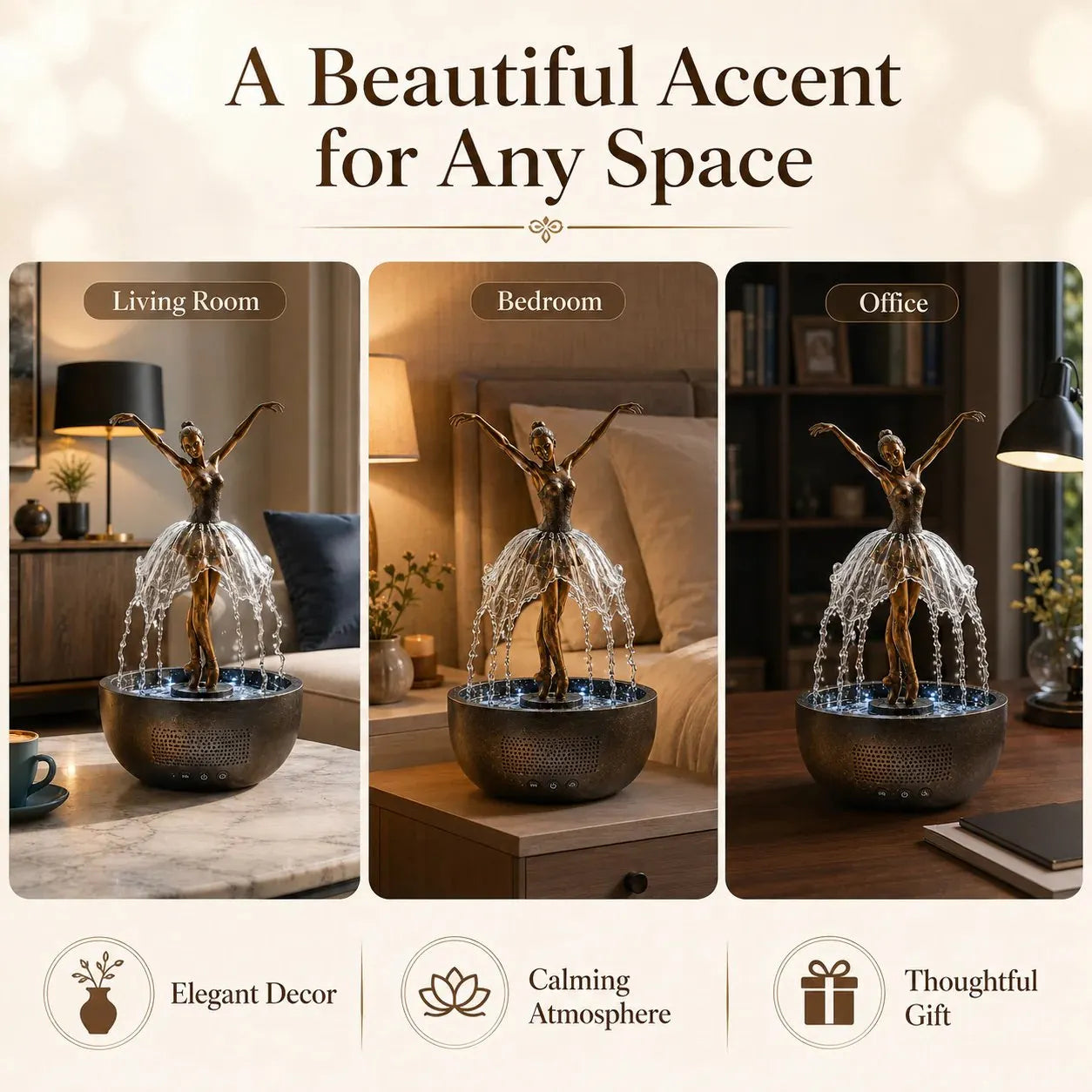 🎁 Ballerina Waterfall Bluetooth Speaker Fountain