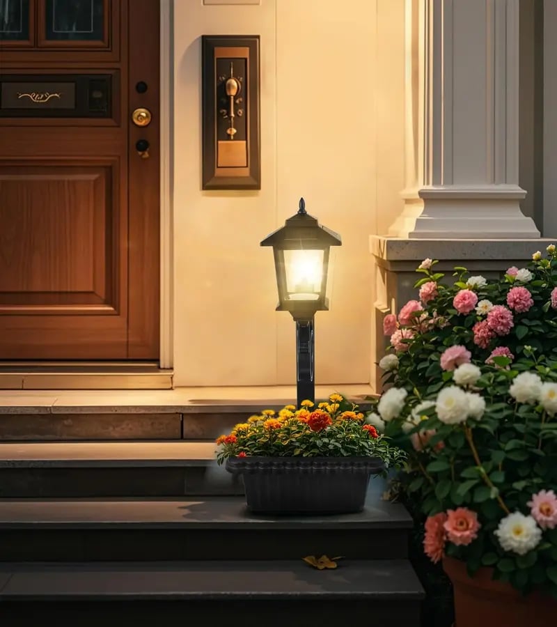 Solar Post Light With Planter