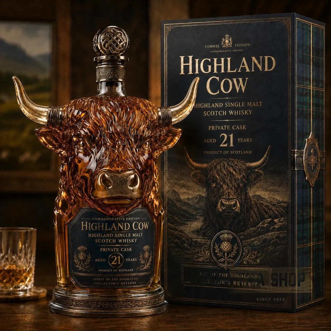🔥Highland Cow Private Cask 21 Years Whisky Bottle