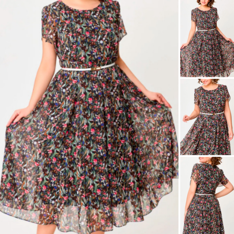 🔥 Flowy Floral Dress with Delicate White Belt