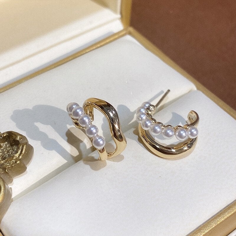 Earrings Double wavy pearl ear riser