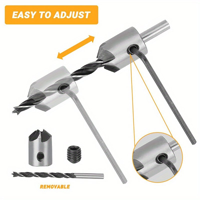 18pcs Drill Bit Collection/Pagoda Drill/Center Punch/Three-Point Woodworking Drill/Five-Blade Chamfering Tool/Wood Plug Drill