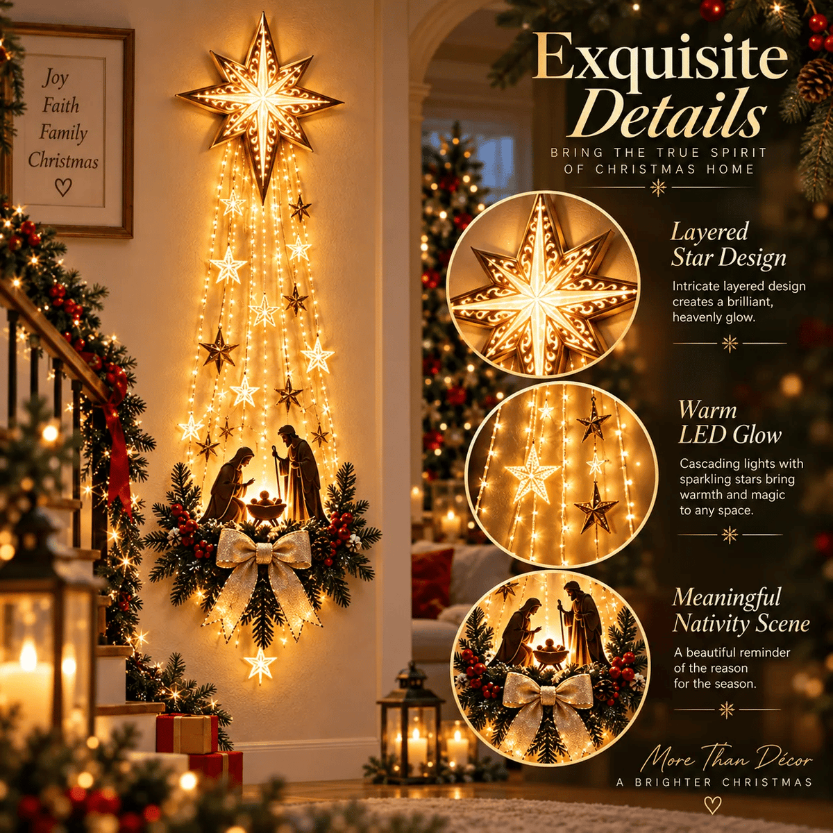 ✨✨✝️ Bethlehem Star of FaithTM – Lighted Nativity Wall Decor