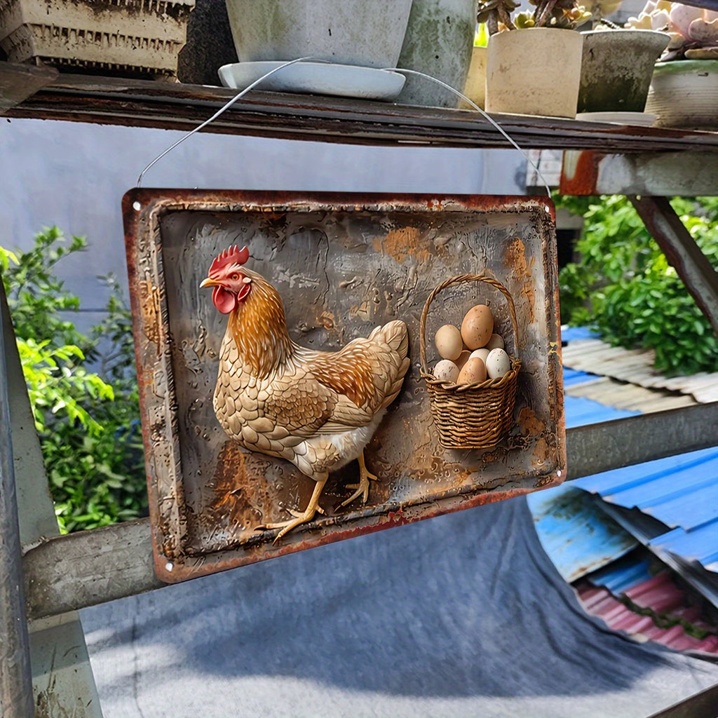 🔥Vintage Chicken & Fresh Eggs Metal Sign