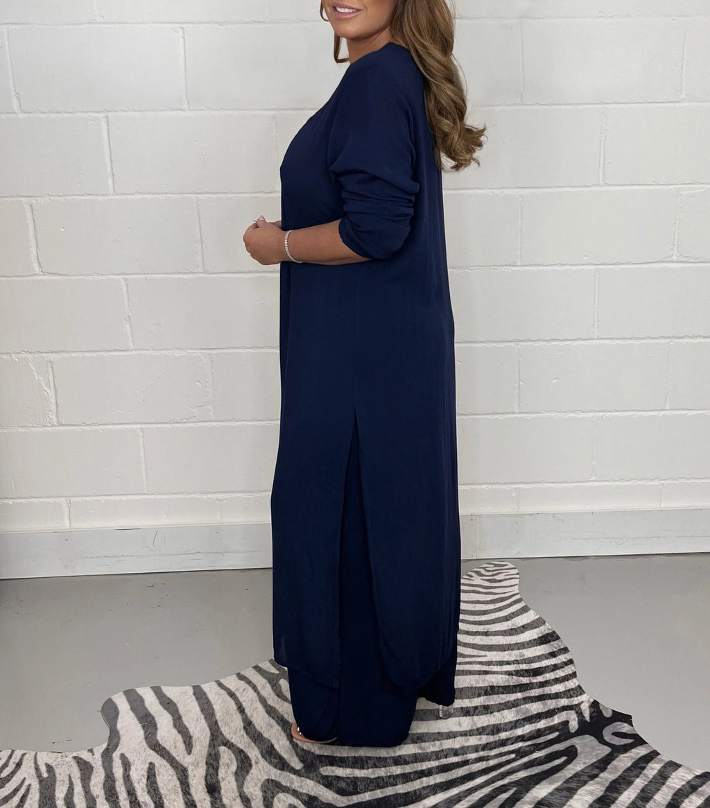 🔥Casual 2 Pieces Suit With Long Top & Matching Trouser