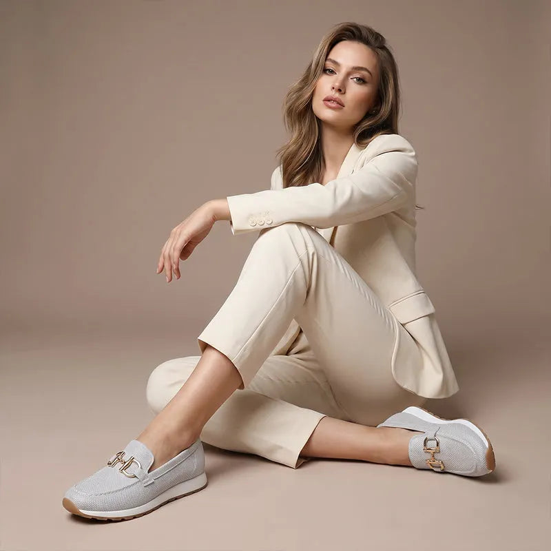 ❄️👟Ademende Dames Loafers met Metalen Gesp – Lichtgewicht Instapschoenen met Comfortabele Ondersteuning