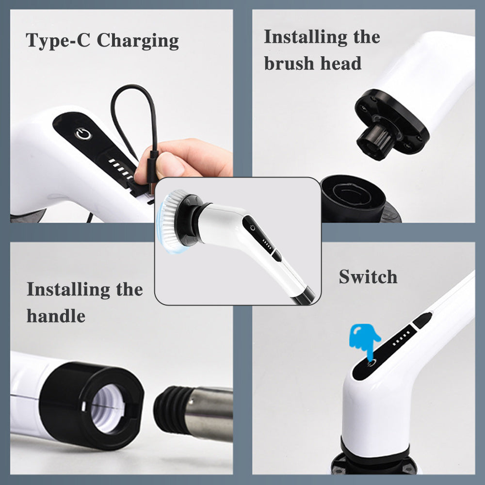 🔥 7-in-1 Cordless Electric Long Handle Retractable Cleaning Brush