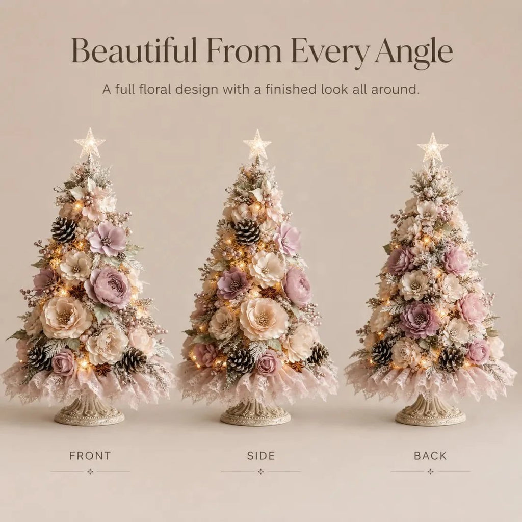 🌸🎄Blush Bloom Pre-Lit Floral Christmas Tree