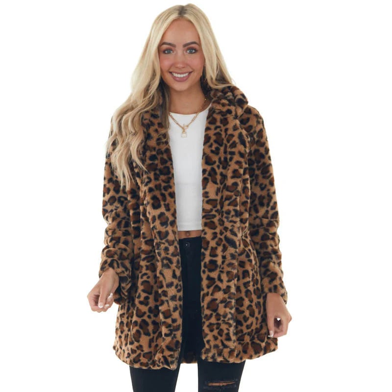 Chic Leopard Plush Coat