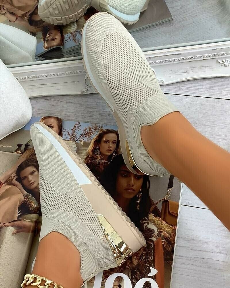 Elegant elastic slip-on flat shoes