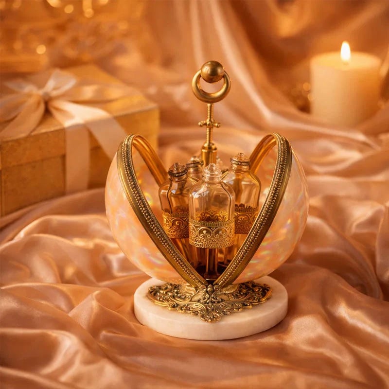 Vintage Shell Perfume Display(includes 4 empty perfume decanters)