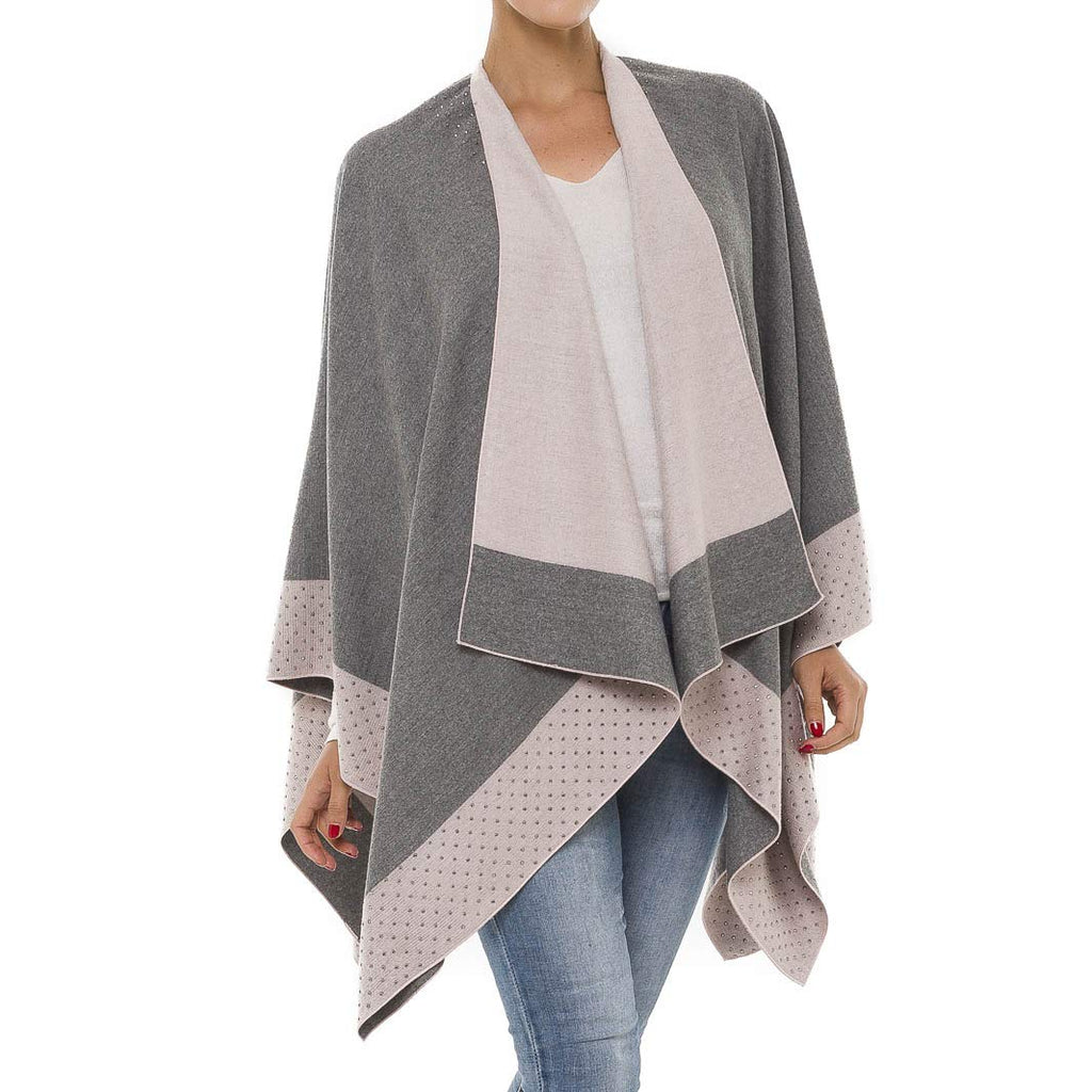 Women's Shawl Wrap Poncho Ruana Cape Cardigan Sweater Open Front