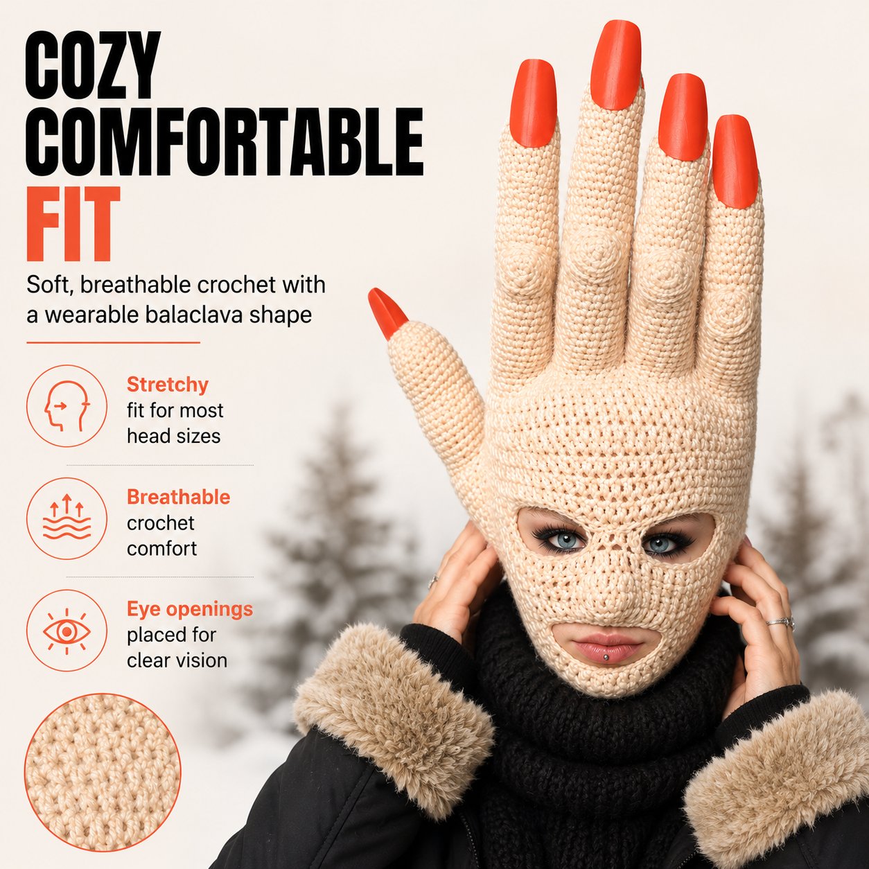 ✋ Handmade Giant Hand Crochet Balaclava