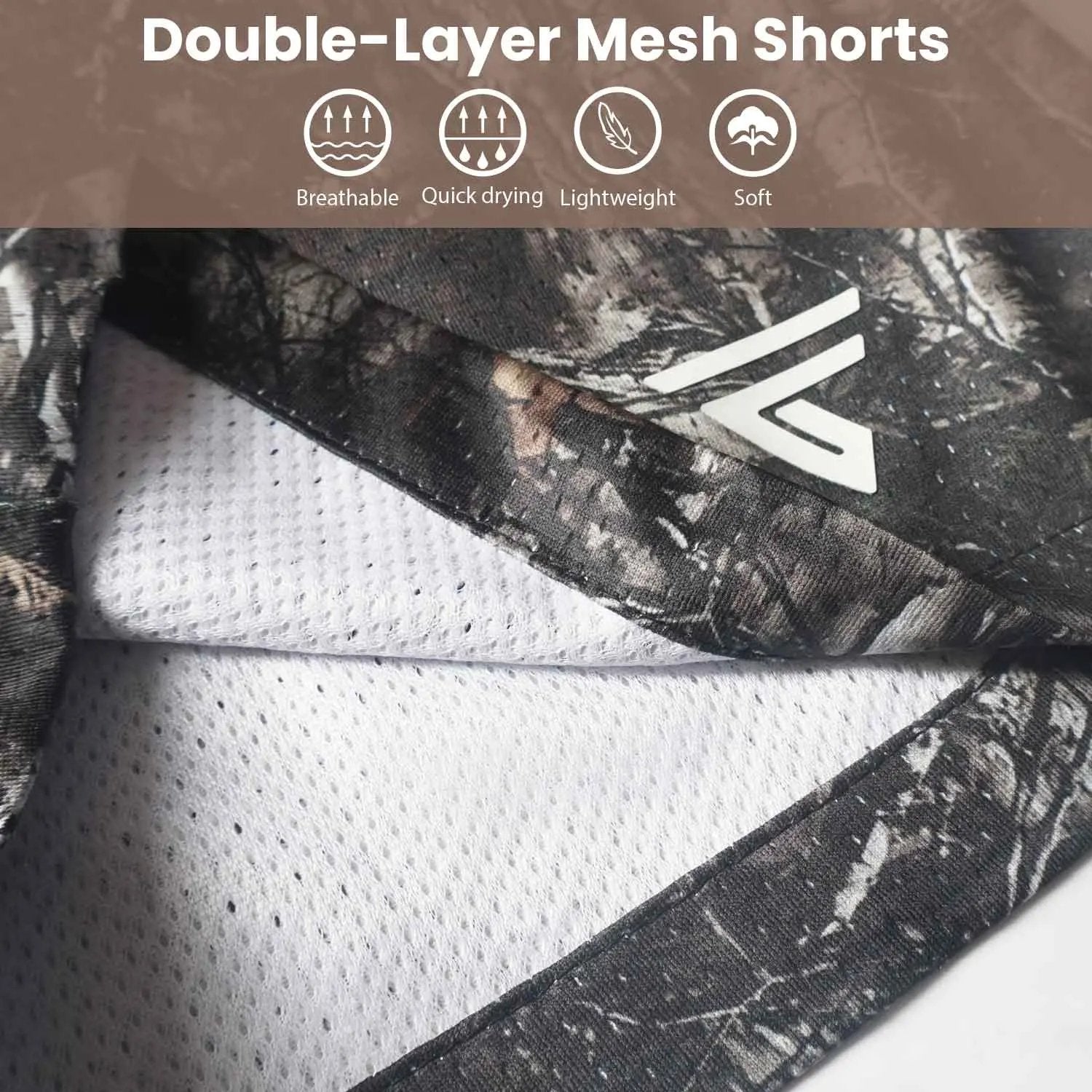 🔥 Pack 3 Men's Hunting Camo Double-Layer Shorts