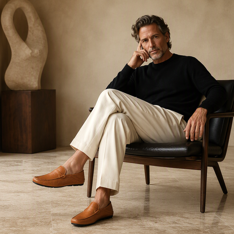 ❄️👞Heren Leren Loafers – Comfortabele Instappers met Klassieke Look voor Werk, Autorijden en Dagelijks Gebruik