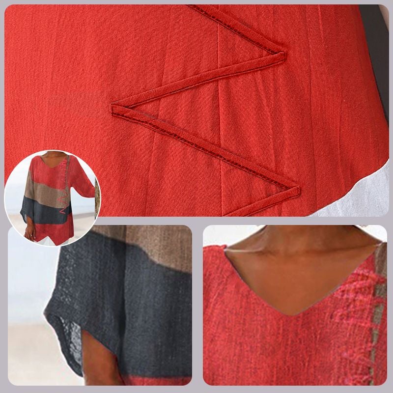 🔥Women's Elegant and Casual V-Neck Long Sleeve Art Print Top