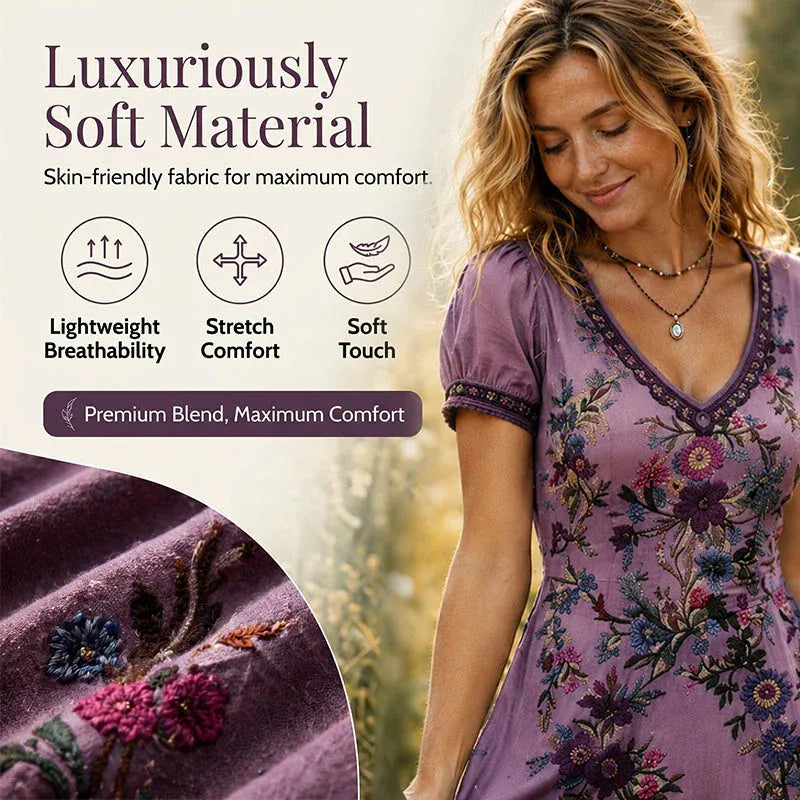 Women's Vintage V-Neck Floral Maxi Dress