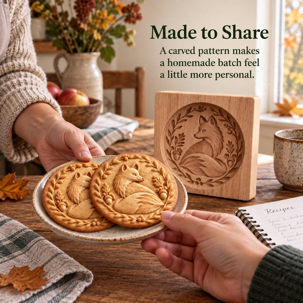 🌟✨ Woodland Animal Cookie Mold | 4.7-Inch Wooden Embossing Mold for Cozy Homemade Cookies 🍪