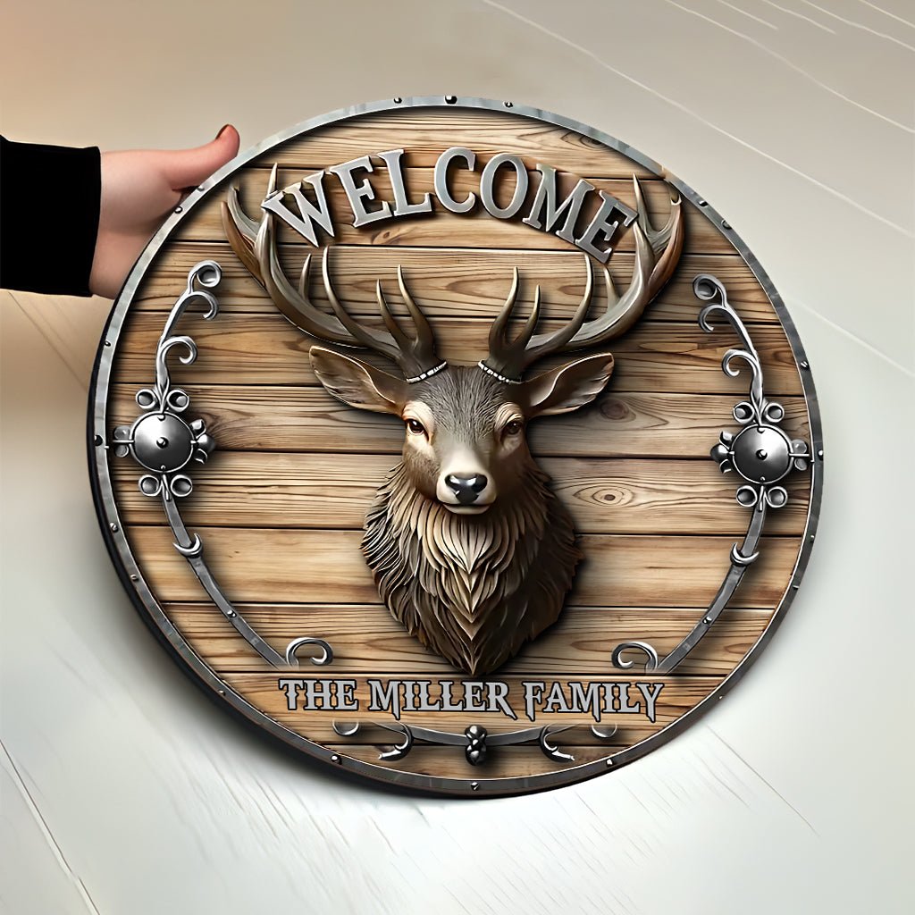 Retro Elk Welcome Sign-Artificial Wooden Wall-Hung Plaque With Rural Theme