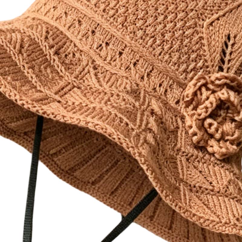 🔥Women's Crochet Bucket Hat with Flower Accent