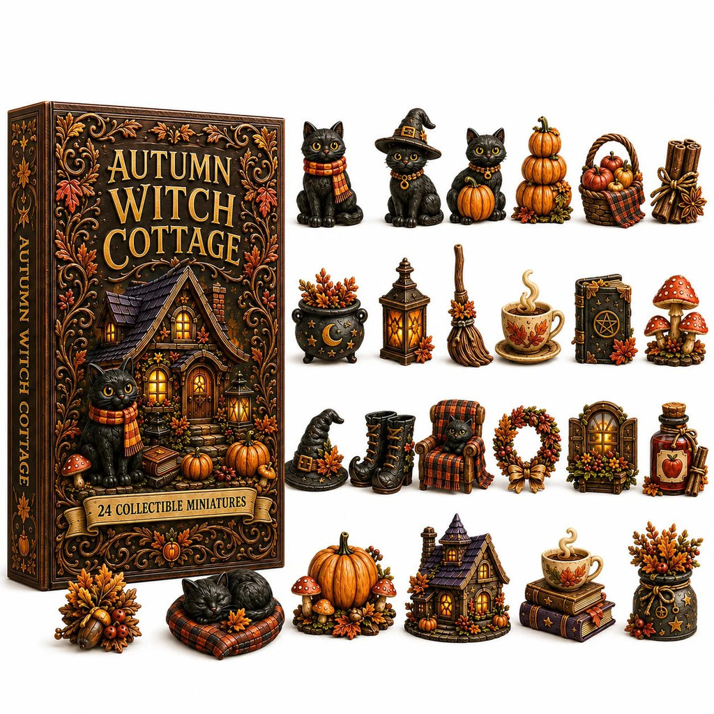 24 Cozy Witchy Miniatures, Black Cat Collectibles & Magical Fall Cottage Surprises, Acrylic Charms Blind Box