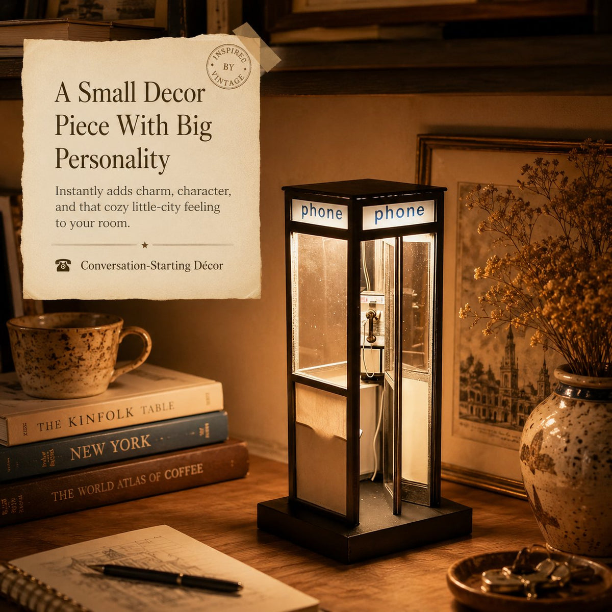 ☎️Retro-Style Telephone Booth Decorative Lamp - Bedroom Bedside Creative Night Light