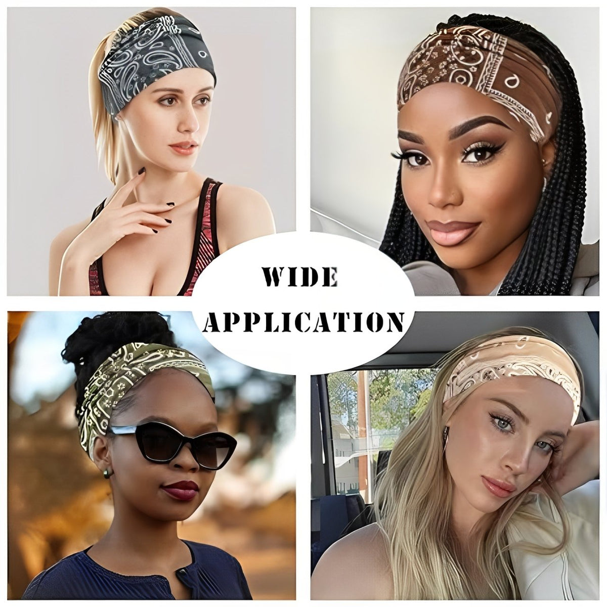 Wide headband with Boho Paisley print