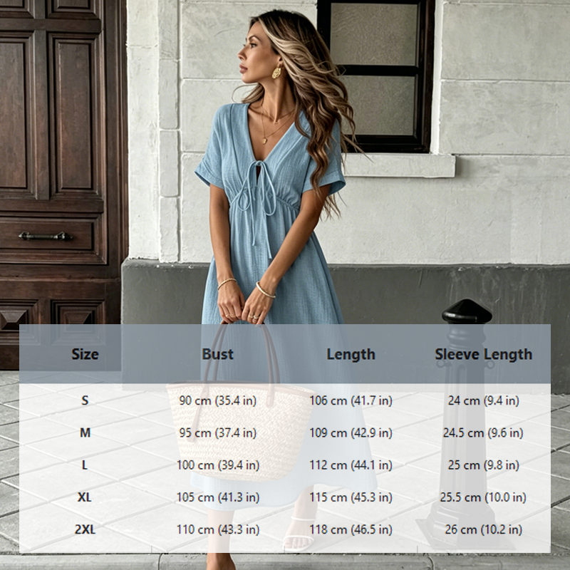 📢📢⏰Women's Summer V-Neck Tie-Front Midi Dress