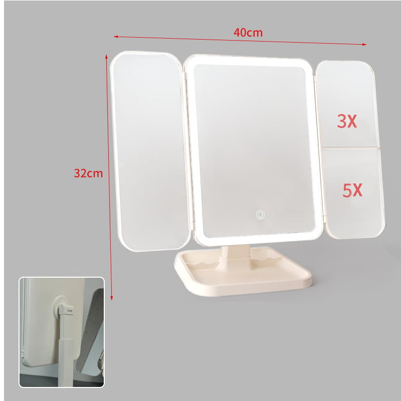 Trifold LED Makeup Mirror