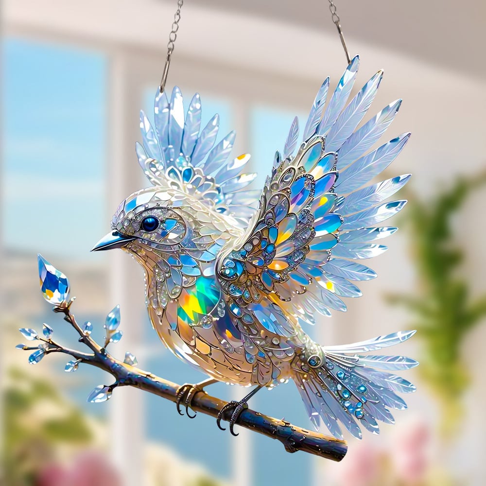 🐦✨Acrylic Sky Bluebird Stained Art Ornament