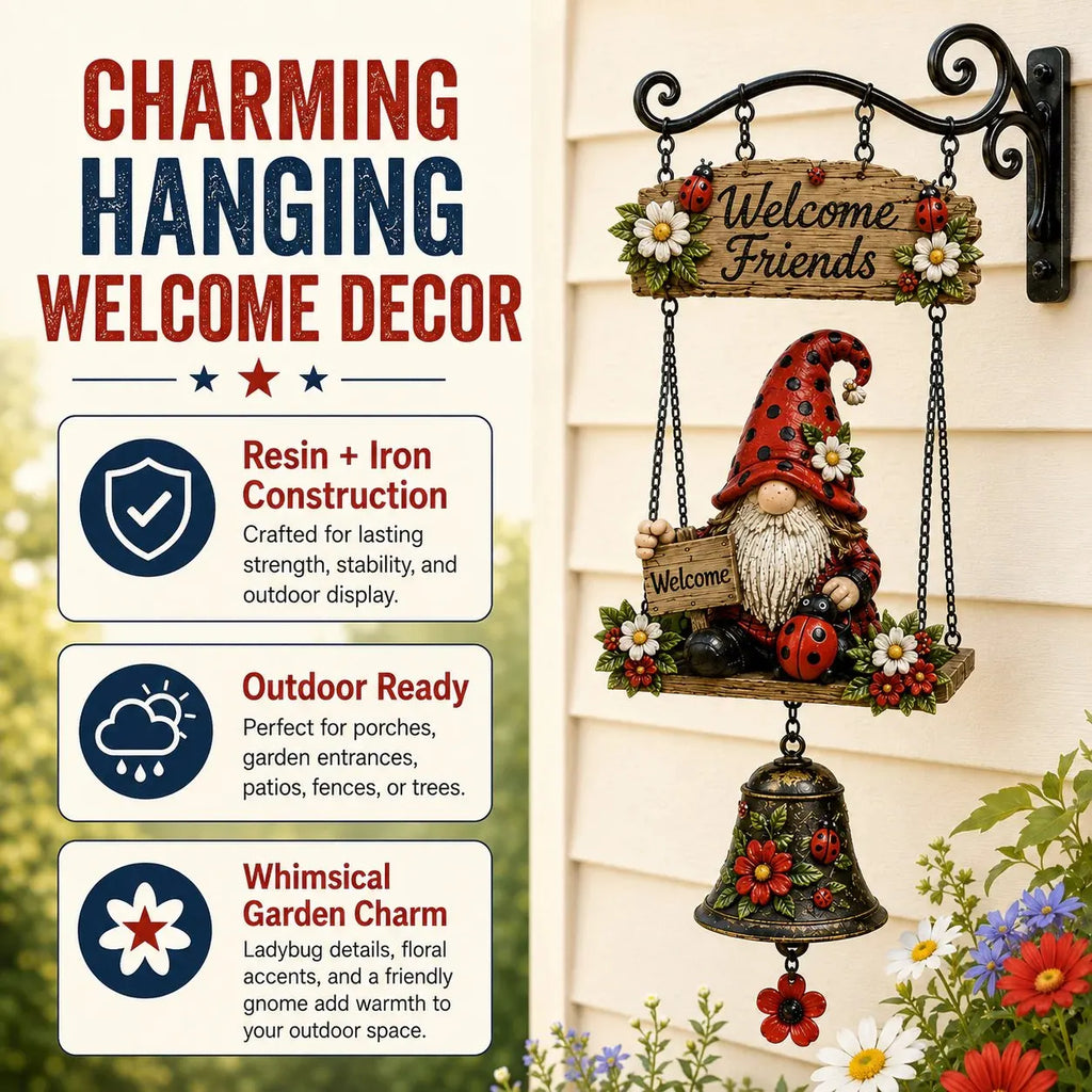 🔥Rustic Garden Gnome Bell Outdoor Decor 🐞🌼
