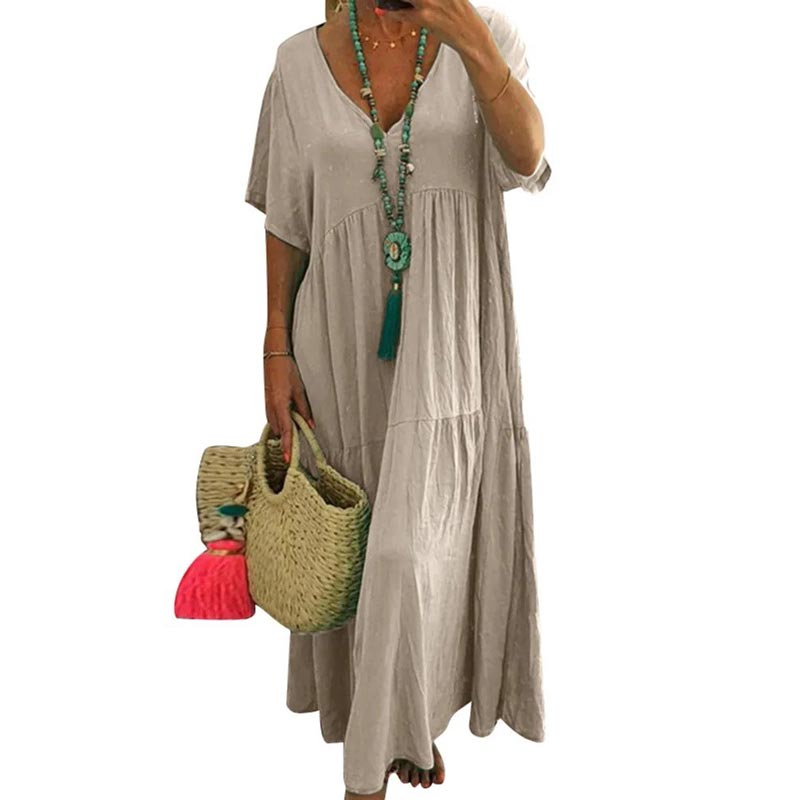 📢📢⏰Women’s Casual Long Dress with Short Sleeves