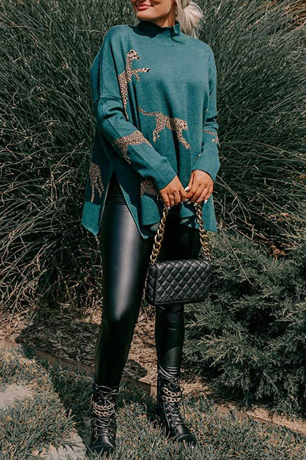 ⏳Casual Retro Tiger and Leopard Print Long-sleeved Top