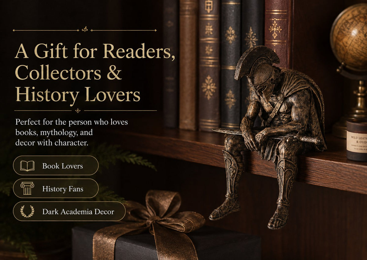 🎁 Ancient Greek Warrior Shelf Sitter – Unique Bookshelf Decor