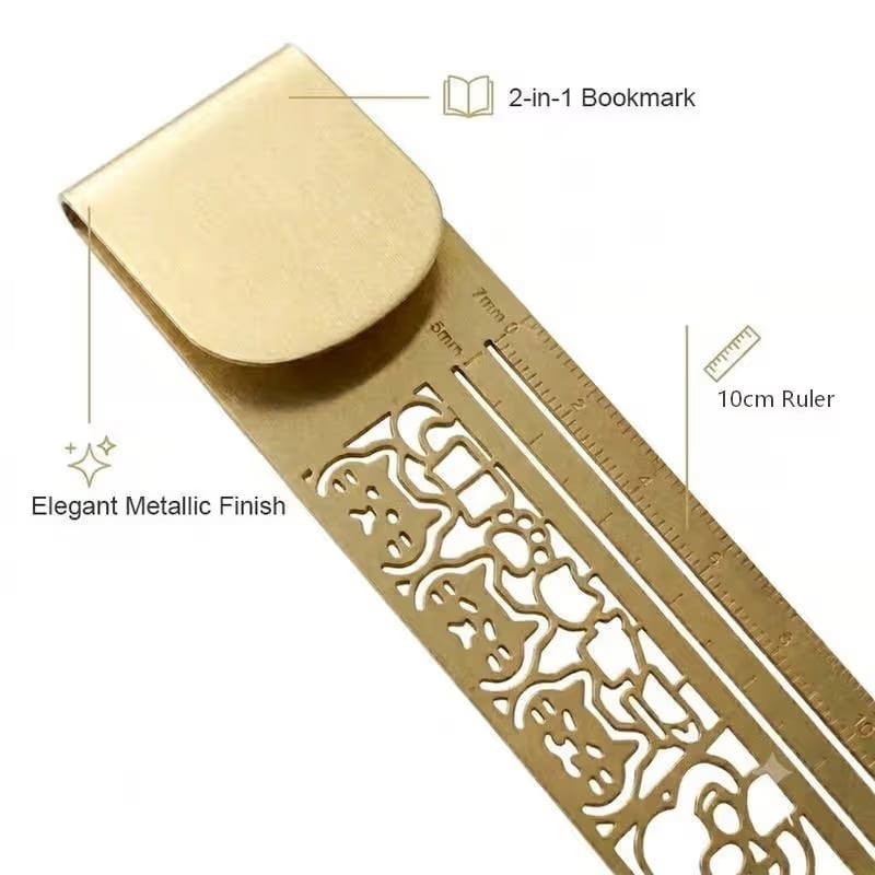 🐱✨ Cat Lover’s 3-in-1 Metal Bookmark Ruler | Bookmark, Ruler & Coloring