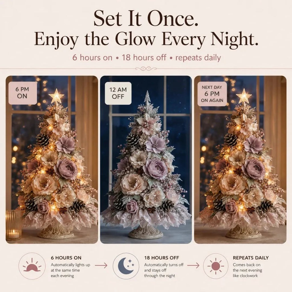 🌸🎄Blush Bloom Pre-Lit Floral Christmas Tree
